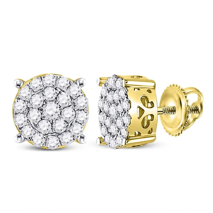 Earrings GND Gold Cluster Earrings 34 Cttw Round Natural Diamond Womens 232 grams Earrings GND Gold Cluster Earrings 34 Cttw Round Natural Diamond Womens 232 grams