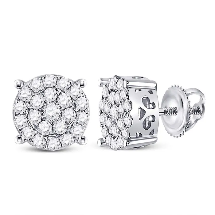 Earrings GND Gold Cluster Earrings 34 Cttw Round Natural Diamond Womens 232 grams Earrings GND Gold Cluster Earrings 34 Cttw Round Natural Diamond Womens 232 grams