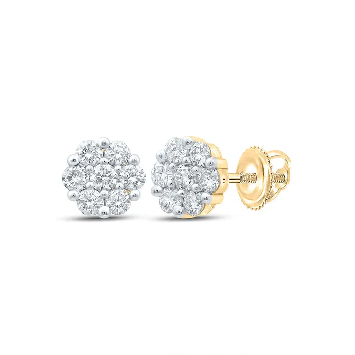 Earrings GND Gold Flower Cluster Earrings 278 Cttw Round Natural Diamond Womens 375 grams Earrings GND Gold Flower Cluster Earrings 278 Cttw Round Natural Diamond Womens 375 grams