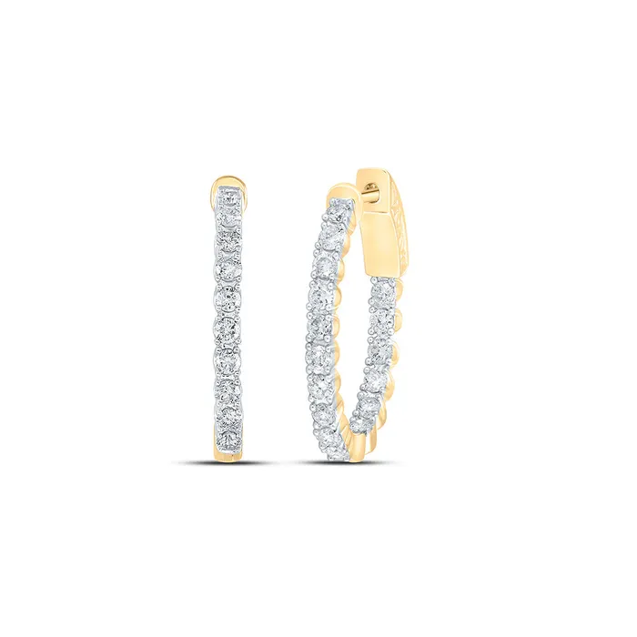 Earrings GND Gold Inside Outside Hoop Earrings 1 Cttw Round Natural Diamond Womens 429 grams Earrings GND Gold Inside Outside Hoop Earrings 1 Cttw Round Natural Diamond Womens 429 grams