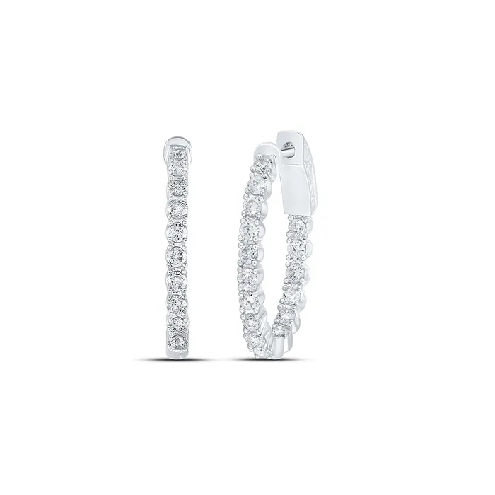 Earrings GND Gold Inside Outside Hoop Earrings 1 Cttw Round Natural Diamond Womens 429 grams Earrings GND Gold Inside Outside Hoop Earrings 1 Cttw Round Natural Diamond Womens 429 grams