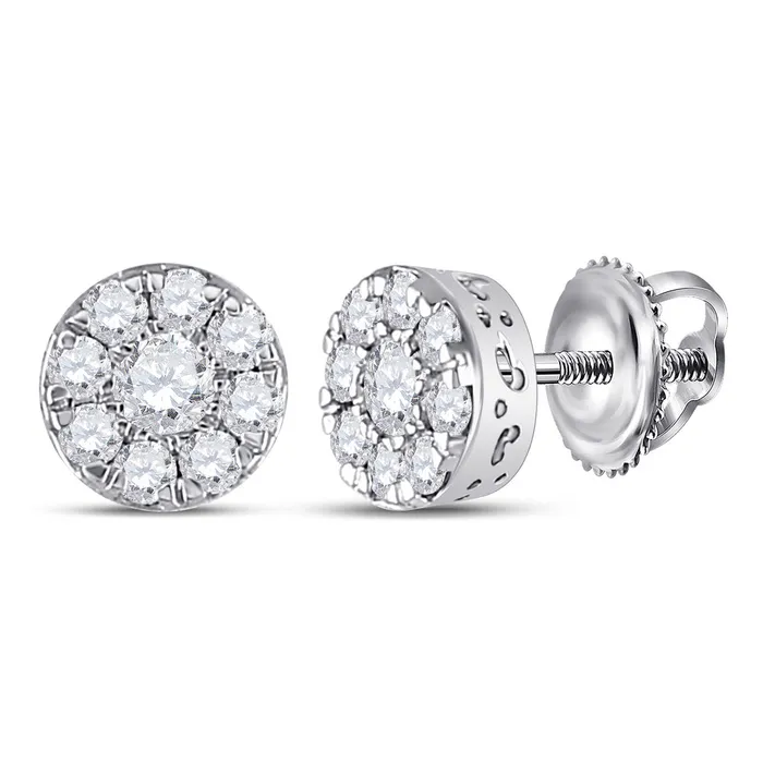 Earrings Gold Cluster Earrings 12 Cttw Round Natural Diamond Womens 15 grams GND Earrings Gold Cluster Earrings 12 Cttw Round Natural Diamond Womens 15 grams GND
