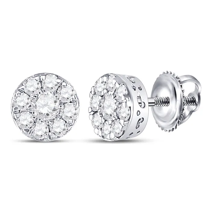 Earrings Gold Cluster Earrings 12 Cttw Round Natural Diamond Womens 15 grams GND Earrings Gold Cluster Earrings 12 Cttw Round Natural Diamond Womens 15 grams GND