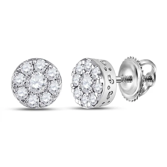 Earrings Gold Cluster Earrings 12 Cttw Round Natural Diamond Womens 15 grams GND Earrings Gold Cluster Earrings 12 Cttw Round Natural Diamond Womens 15 grams GND