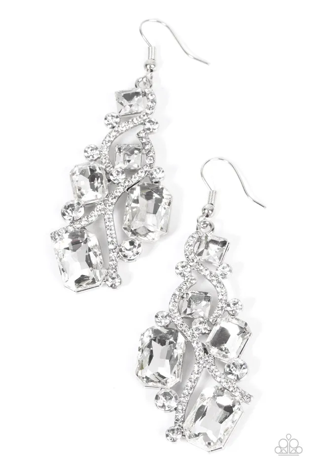 Earrings Interstellar Illumination White Gem Rhinestone Silver Earrings Paparazzi Paparazzi Accessories Earrings Interstellar Illumination White Gem Rhinestone Silver Earrings Paparazzi Paparazzi Accessories