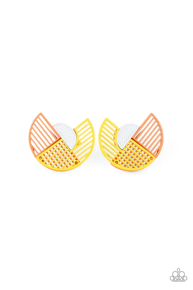 Earrings Its Just an Expression Yellow and Orange Retro Modern Post Earrings Paparazzi Paparazzi Accessories Earrings Its Just an Expression Yellow and Orange Retro Modern Post Earrings Paparazzi Paparazzi Accessories