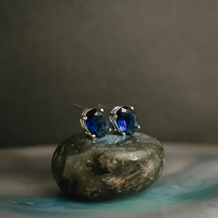 Earrings JSL Faceted Oval Sapphire Stud Earrings