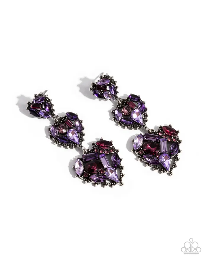 Earrings Lovable Lure Purple Rhinestone Silver Heart Post Earrings Paparazzi Paparazzi Accessories Earrings Lovable Lure Purple Rhinestone Silver Heart Post Earrings Paparazzi Paparazzi Accessories