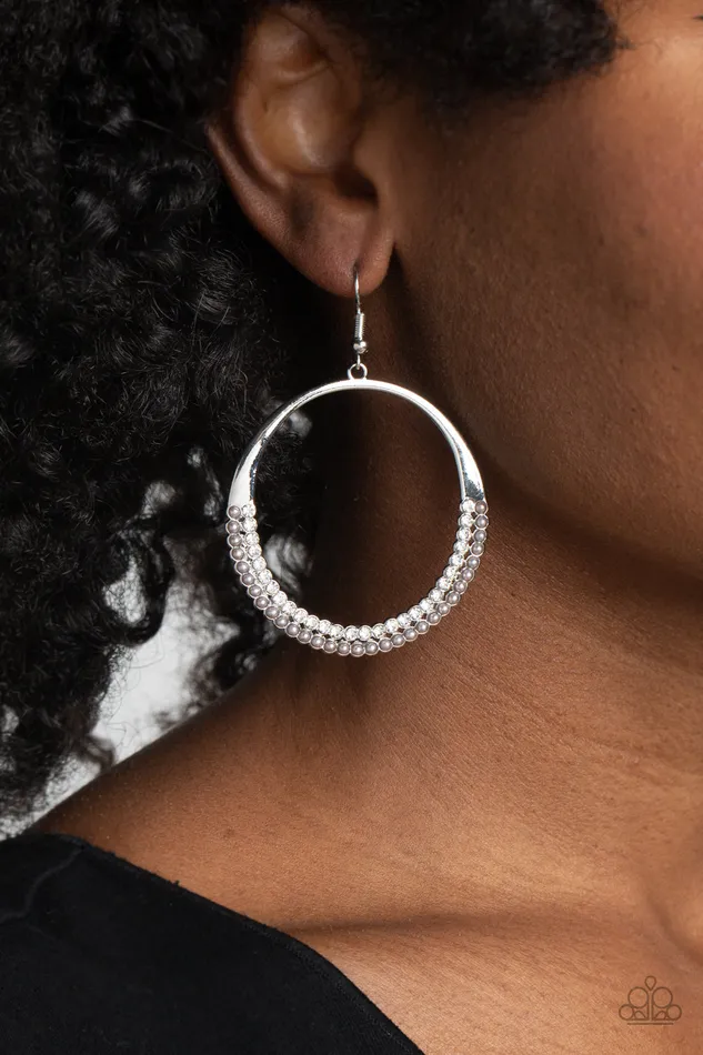 Earrings Material PEARL Silver Pearl Circle Earrings Paparazzi Paparazzi Accessories