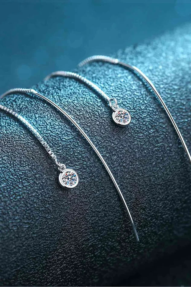 Earrings Moissanite 925 Sterling Silver Threader Earrings Trendsi