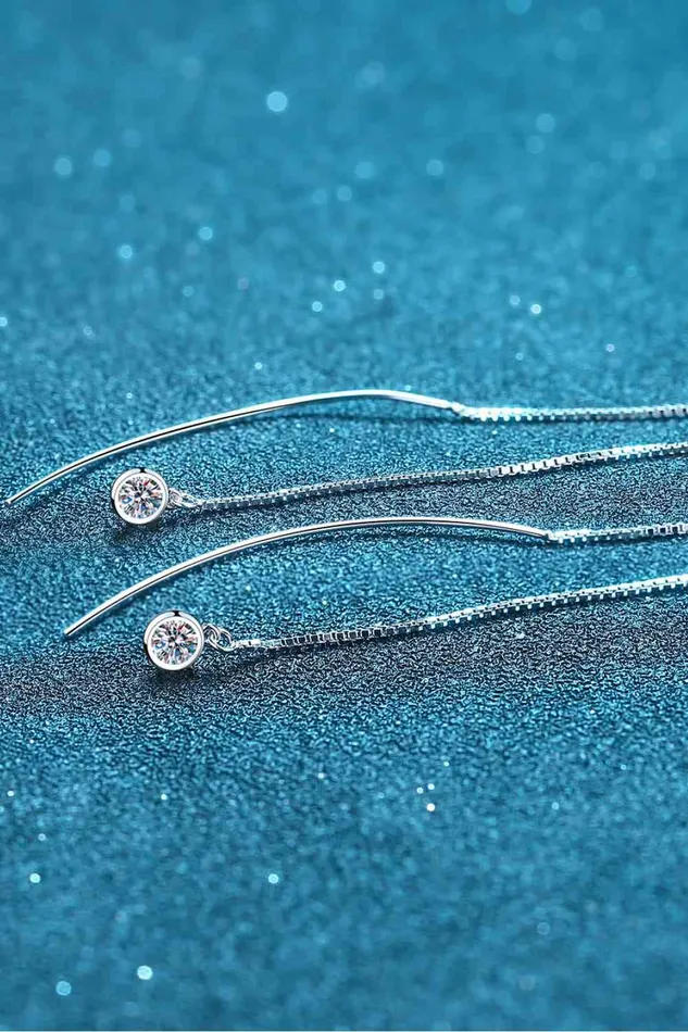 Earrings Moissanite 925 Sterling Silver Threader Earrings Trendsi