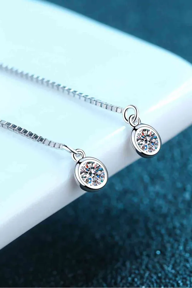 Earrings Moissanite 925 Sterling Silver Threader Earrings Trendsi