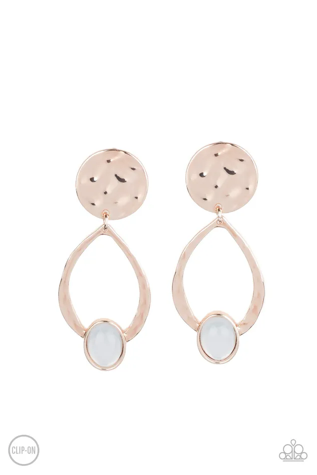 Earrings Opal Obsession Rose Gold Clipon Earring Paparazzi Paparazzi Accessories