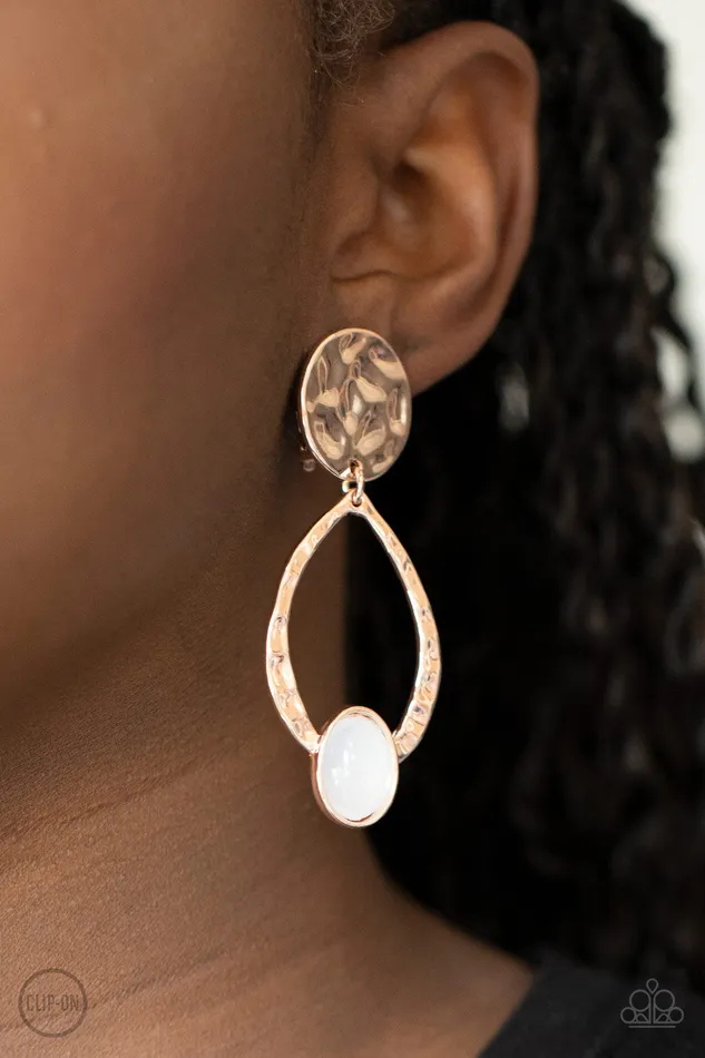 Earrings Opal Obsession Rose Gold Clipon Earring Paparazzi Paparazzi Accessories