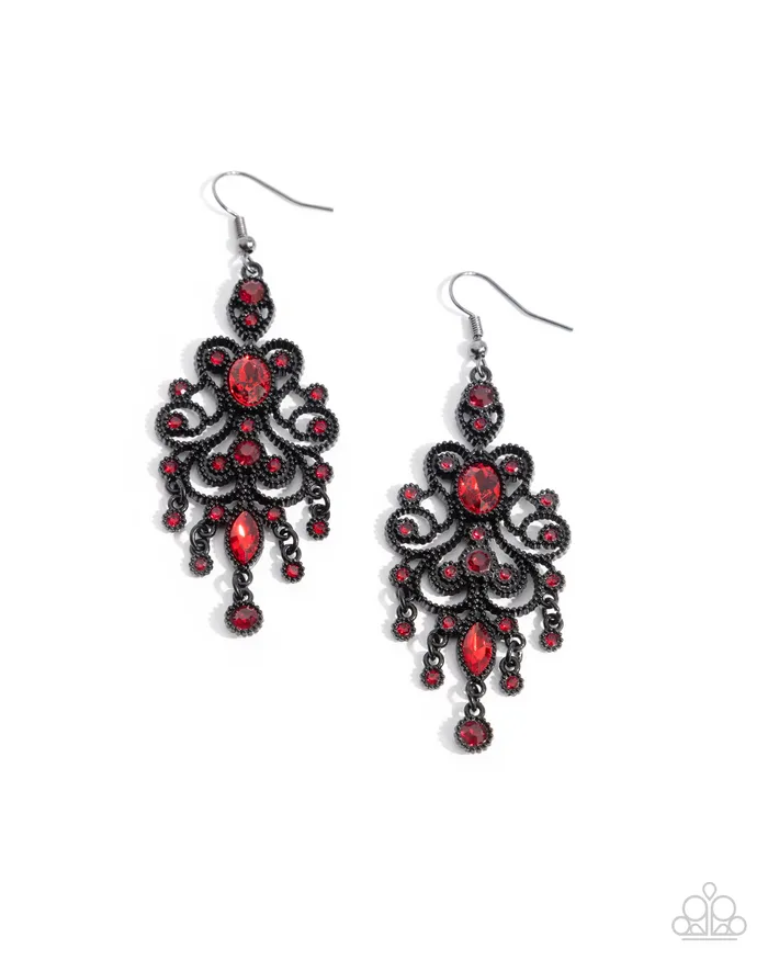 Earrings Paparazzi Accessories Chandelier Celebration Red Rhinestone Black Filigree Earrings Paparazzi Earrings Paparazzi Accessories Chandelier Celebration Red Rhinestone Black Filigree Earrings Paparazzi