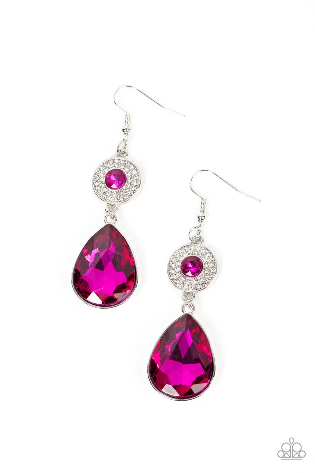 Earrings Paparazzi Accessories Collecting My Royalties Pink Gem Silver Earrings Paparazzi Earrings Paparazzi Accessories Collecting My Royalties Pink Gem Silver Earrings Paparazzi