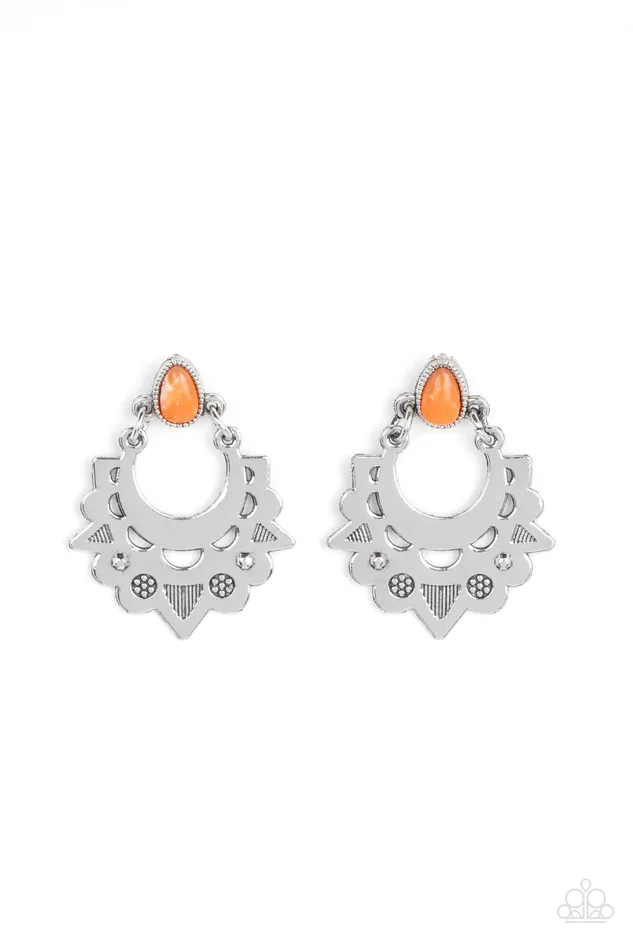 Earrings Paparazzi Accessories Earthy Zeal Orange Stone Silver Post Earrings Paparazzi Earrings Paparazzi Accessories Earthy Zeal Orange Stone Silver Post Earrings Paparazzi