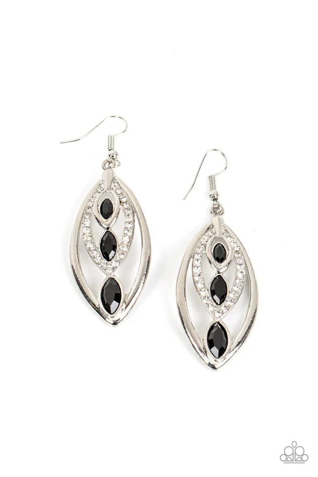Earrings Paparazzi Accessories Extra Exuberant Black and White Rhinestone Silver Earrings Paparazzi Earrings Paparazzi Accessories Extra Exuberant Black and White Rhinestone Silver Earrings Paparazzi