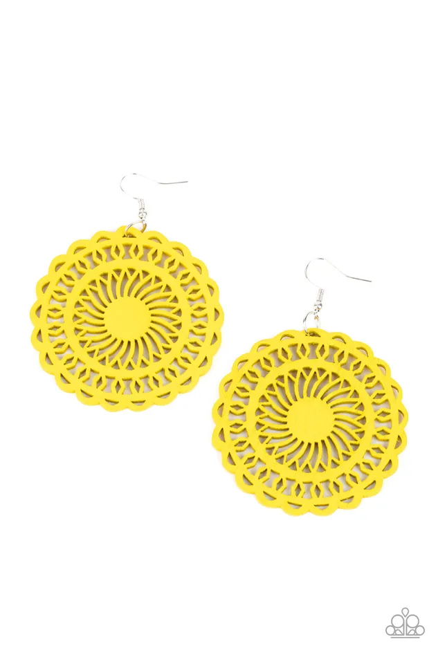 Earrings Paparazzi Accessories Island Sun Yellow Wood Filigree Earrings Paparazzi Earrings Paparazzi Accessories Island Sun Yellow Wood Filigree Earrings Paparazzi