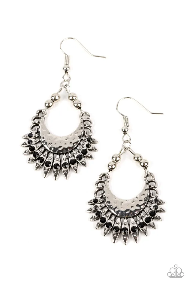Earrings Paparazzi Accessories Lunar Luxury Black Rhinestone Silver Earrings Paparazzi Earrings Paparazzi Accessories Lunar Luxury Black Rhinestone Silver Earrings Paparazzi