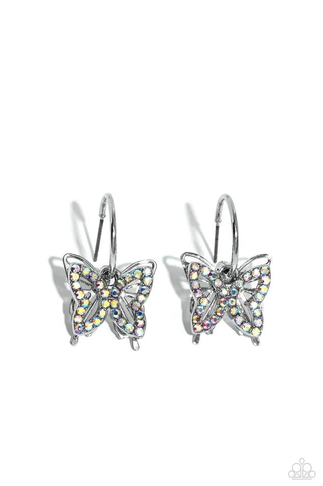 Earrings Paparazzi Accessories Lyrical Layers Multi Iridescent Rhinestone Silver Butterfly Tiny Hoop Earrings Paparazzi Earrings Paparazzi Accessories Lyrical Layers Multi Iridescent Rhinestone Silver Butterfly Tiny Hoop Earrings Paparazzi
