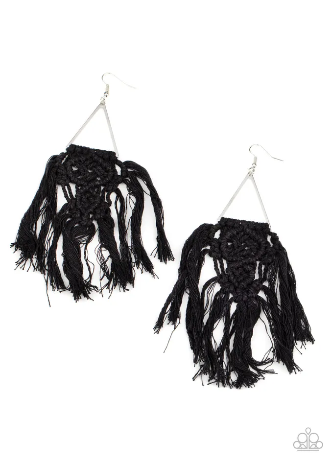 Earrings Paparazzi Accessories Modern Day Macrame Black Thread Silver Triangle Earrings Paparazzi Earrings Paparazzi Accessories Modern Day Macrame Black Thread Silver Triangle Earrings Paparazzi