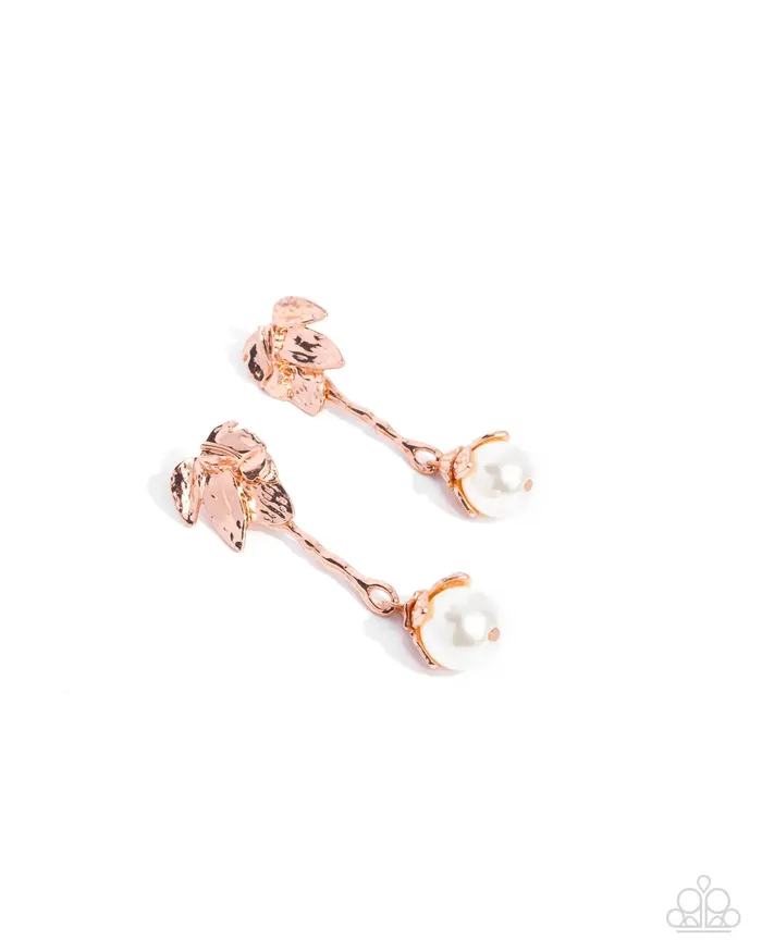 Earrings Paparazzi Accessories Nod to the Classics Copper Shiny White Pearl Post Earrings Paparazzi Earrings Paparazzi Accessories Nod to the Classics Copper Shiny White Pearl Post Earrings Paparazzi