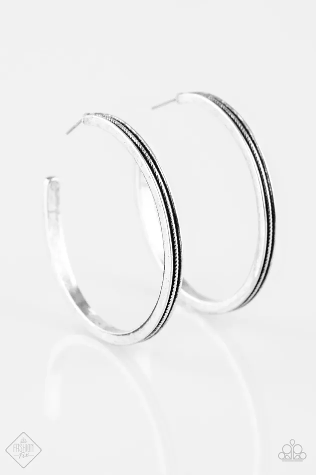 Earrings Paparazzi Accessories Paparazzi Retro Ranch Silver Hoop Earrings