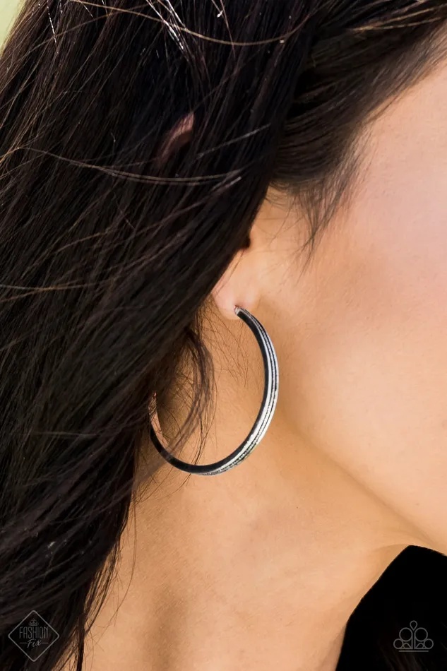 Earrings Paparazzi Accessories Paparazzi Retro Ranch Silver Hoop Earrings