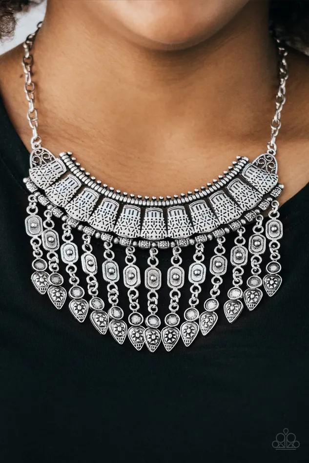 Earrings Paparazzi Accessories Paparazzi The Desert is Calling Tribal Silver Plate Crescent 2018 Convention Necklace and Earring Set Earrings Paparazzi Accessories Paparazzi The Desert is Calling Tribal Silver Plate Crescent 2018 Convention Necklace and Earring Set