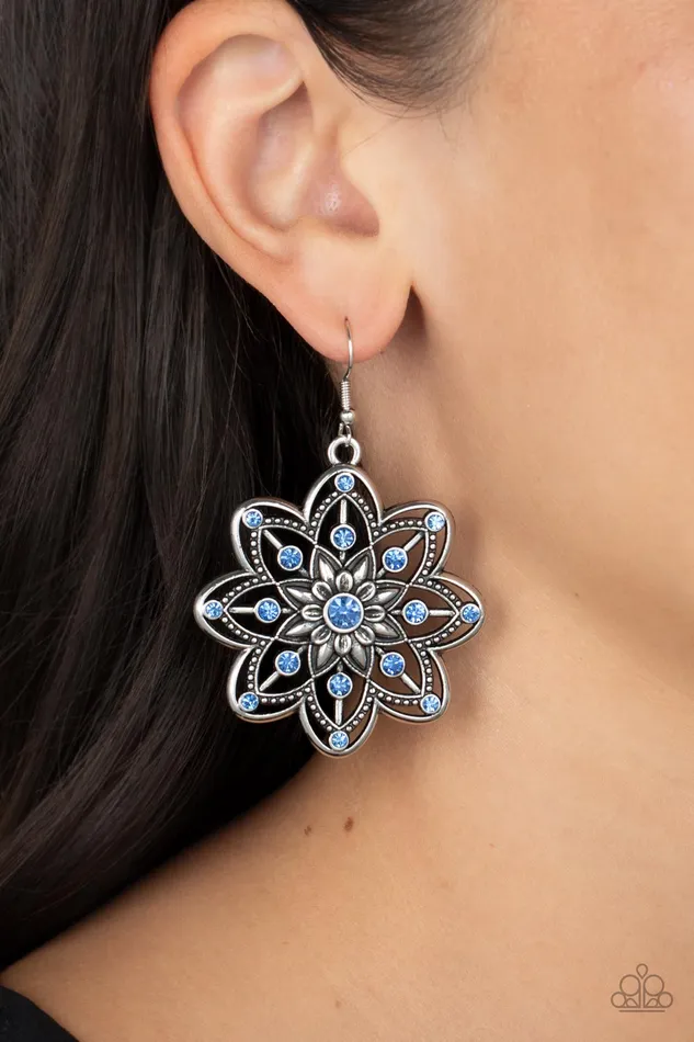 Earrings Paparazzi Accessories Prismatic Perennial Blue Rhinestone Silver Floral Earrings Paparazzi Earrings Paparazzi Accessories Prismatic Perennial Blue Rhinestone Silver Floral Earrings Paparazzi