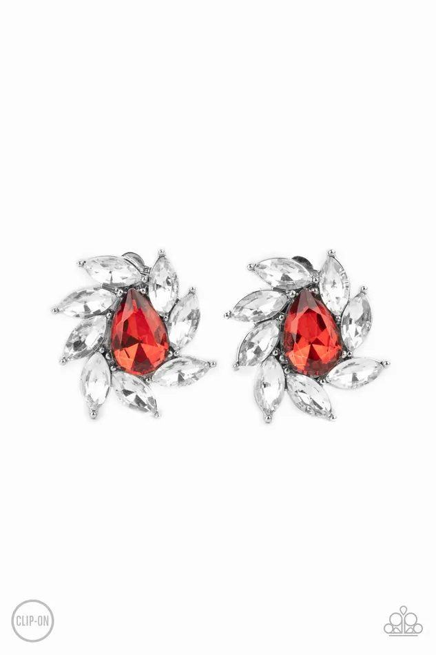 Earrings Paparazzi Accessories Sophisticated Swirl Red Gem White Rhinestone Silver ClipOn Earrings Paparazzi Earrings Paparazzi Accessories Sophisticated Swirl Red Gem White Rhinestone Silver ClipOn Earrings Paparazzi