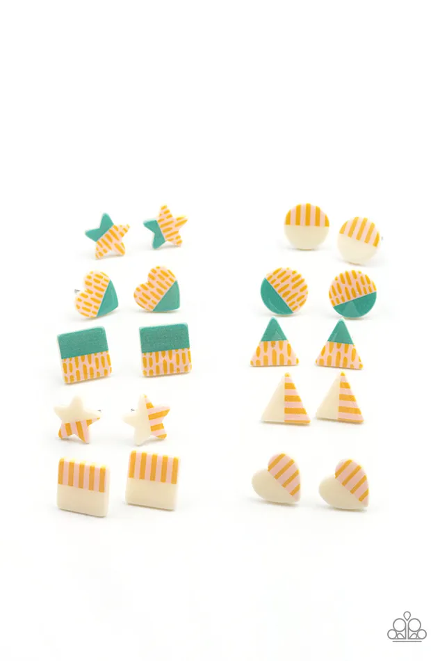 Earrings Paparazzi Accessories Starlet Shimmer Green and White Striped Shape Post Earrings Paparazzi Earrings Paparazzi Accessories Starlet Shimmer Green and White Striped Shape Post Earrings Paparazzi