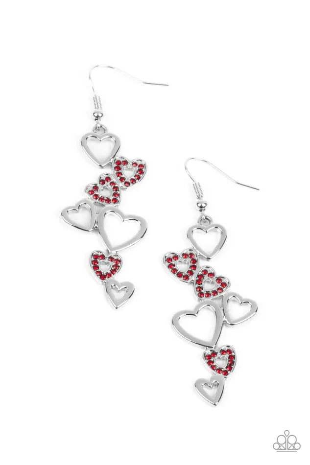 Earrings Paparazzi Accessories Sweetheart Serenade Red and Silver Heart Earrings Paparazzi Earrings Paparazzi Accessories Sweetheart Serenade Red and Silver Heart Earrings Paparazzi