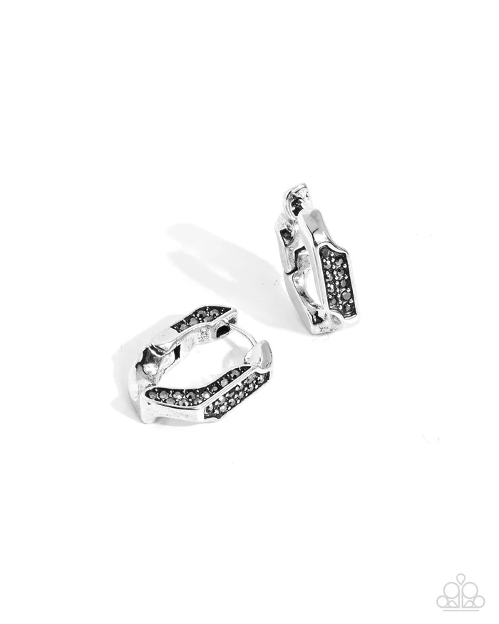 Earrings Paparazzi Accessories Warped Welcome Silver Hematite Rhinestone Hinge Hoop Earrings Paparazzi Earrings Paparazzi Accessories Warped Welcome Silver Hematite Rhinestone Hinge Hoop Earrings Paparazzi