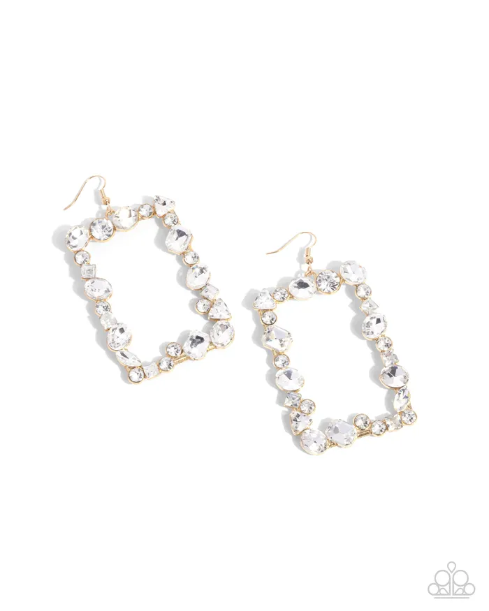Earrings Paparazzi Accessories Wishful Wardrobe Gold Rectangle Frame White Gem Earrings Paparazzi Earrings Paparazzi Accessories Wishful Wardrobe Gold Rectangle Frame White Gem Earrings Paparazzi
