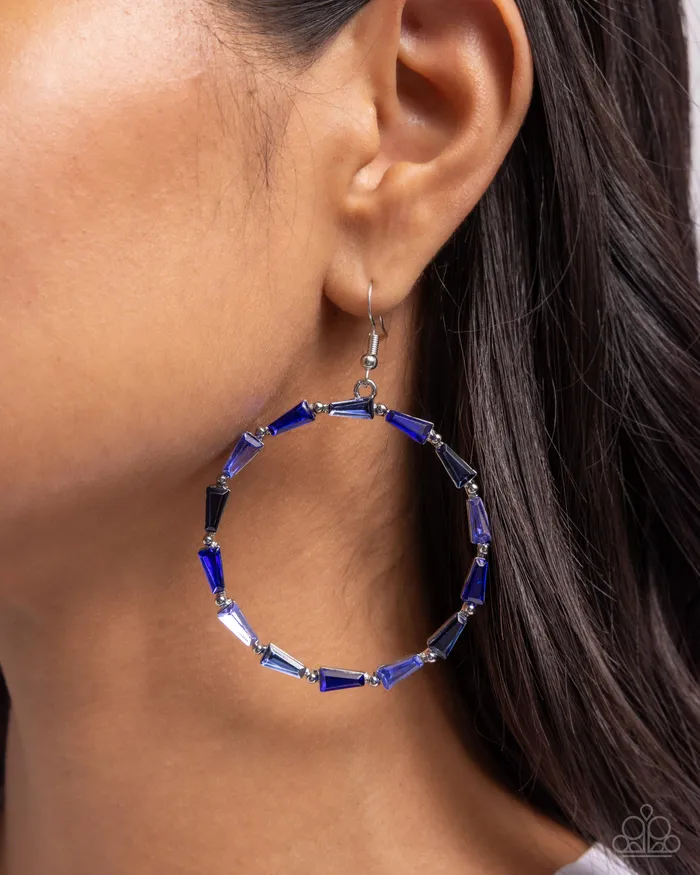 Earrings PREORDER Bounce Around Blue Rhinestone Silver Circle Earrings Paparazzi Paparazzi Accessories