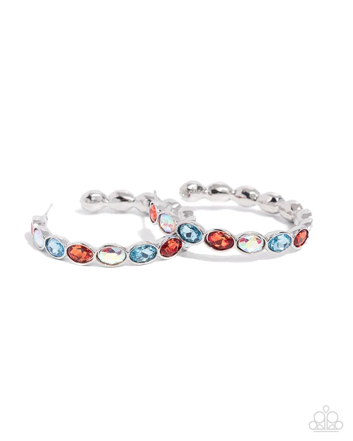 Earrings Pressing Princess Multi Color Gem Silver Hoop Earrings Paparazzi Paparazzi Accessories Earrings Pressing Princess Multi Color Gem Silver Hoop Earrings Paparazzi Paparazzi Accessories
