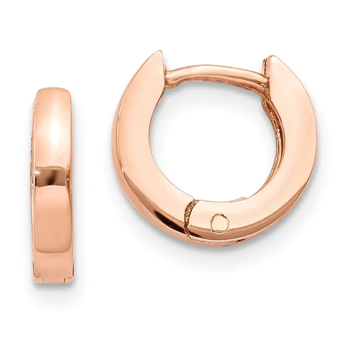 Earrings Qgold 10k Rose Gold 2 mm Round Hinged Hoop Earrings 11 grams