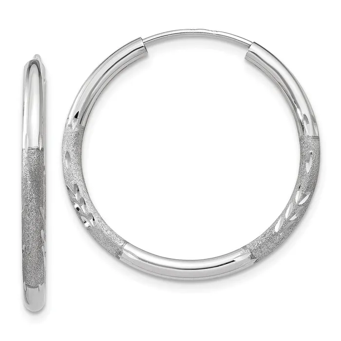 Earrings Qgold 10k White Gold 21 mm Diamondcut Endless Hoop Earrings 107 grams Earrings Qgold 10k White Gold 21 mm Diamondcut Endless Hoop Earrings 107 grams