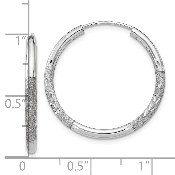 Earrings Qgold 10k White Gold 21 mm Diamondcut Endless Hoop Earrings 107 grams Earrings Qgold 10k White Gold 21 mm Diamondcut Endless Hoop Earrings 107 grams