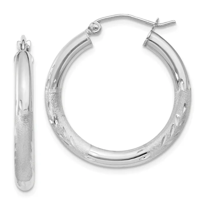 Earrings Qgold 10k White Gold 2515 mm Round Hoop Earrings 163 grams