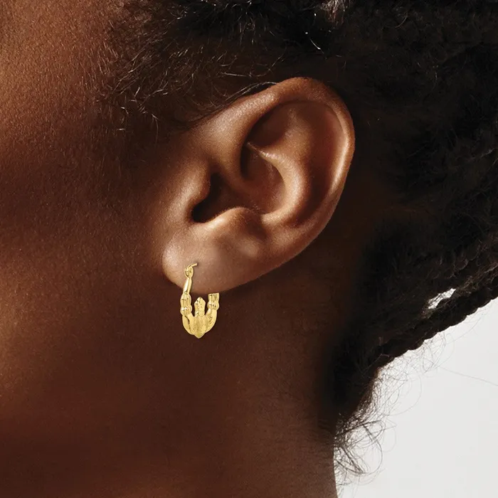 Earrings Qgold 10k Yellow Gold 1644 mm Polished Satin Claddagh Hoop Earrings 119 grams Earrings Qgold 10k Yellow Gold 1644 mm Polished Satin Claddagh Hoop Earrings 119 grams