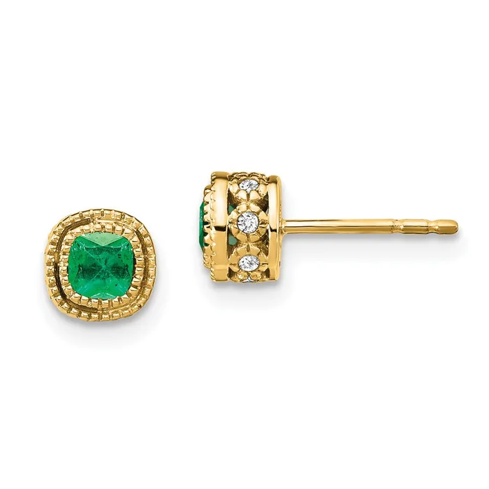 Earrings Qgold 14k Emerald and Diamond Earrings 145 grams