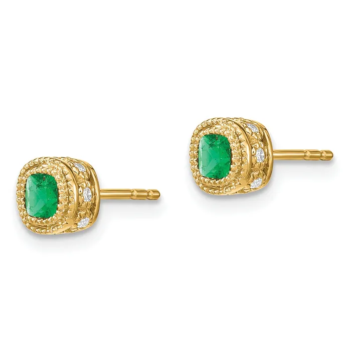 Earrings Qgold 14k Emerald and Diamond Earrings 145 grams