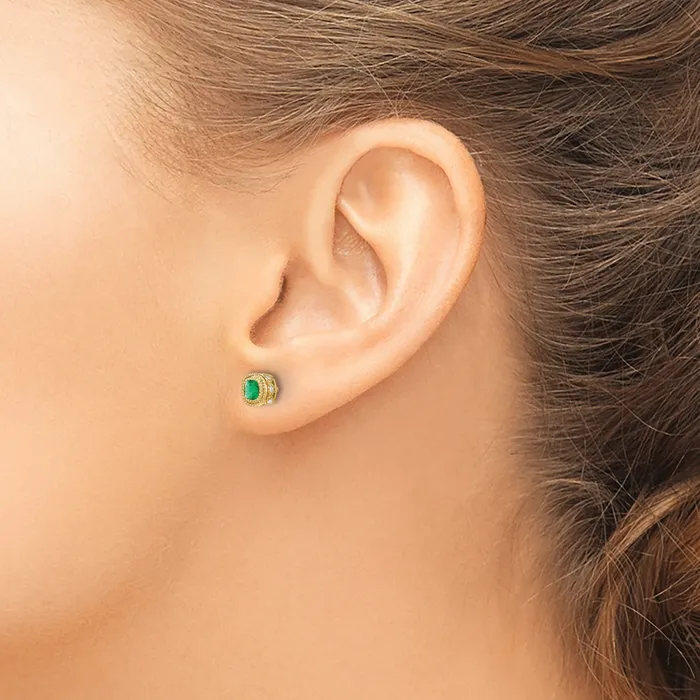 Earrings Qgold 14k Emerald and Diamond Earrings 145 grams