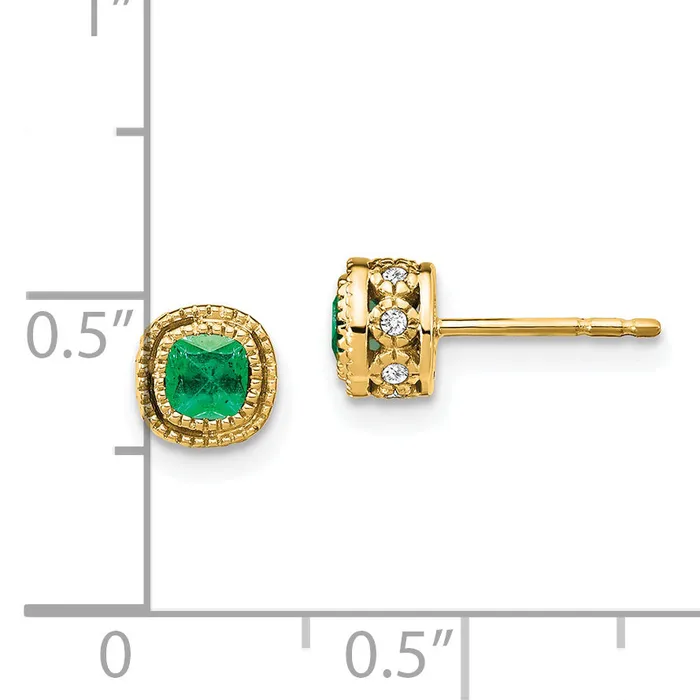 Earrings Qgold 14k Emerald and Diamond Earrings 145 grams