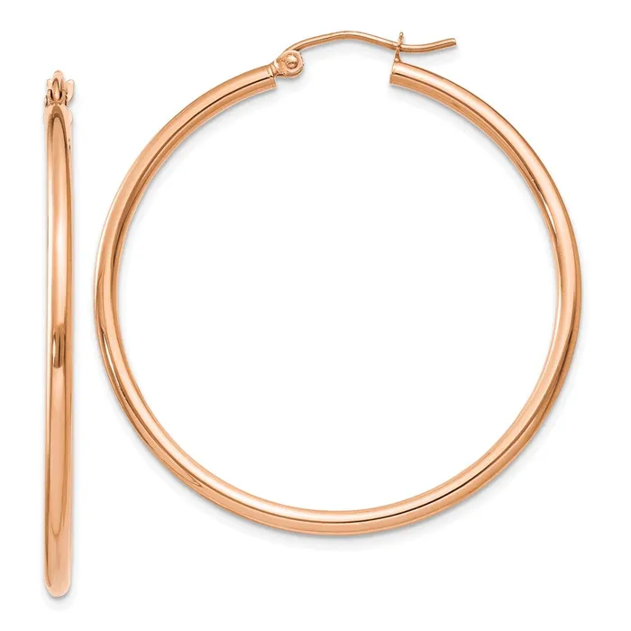 Earrings Qgold 14k Rose Gold 2 mm Lightweight Tube Hoop Earrings 23 grams Earrings Qgold 14k Rose Gold 2 mm Lightweight Tube Hoop Earrings 23 grams