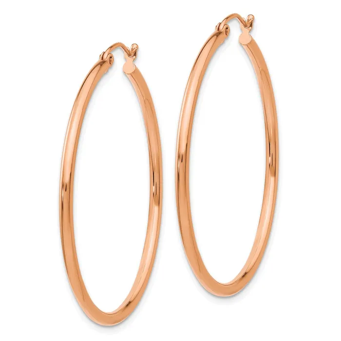 Earrings Qgold 14k Rose Gold 2 mm Lightweight Tube Hoop Earrings 23 grams Earrings Qgold 14k Rose Gold 2 mm Lightweight Tube Hoop Earrings 23 grams