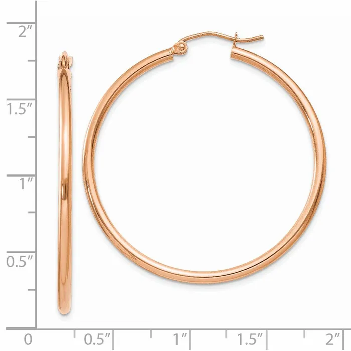 Earrings Qgold 14k Rose Gold 2 mm Lightweight Tube Hoop Earrings 23 grams Earrings Qgold 14k Rose Gold 2 mm Lightweight Tube Hoop Earrings 23 grams